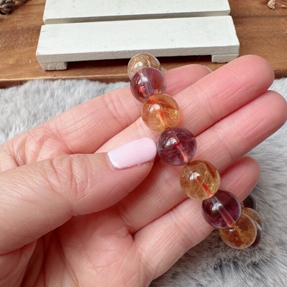 11mm Amethyst and Citrine Stretch Bracelet - Picture 5 of 7